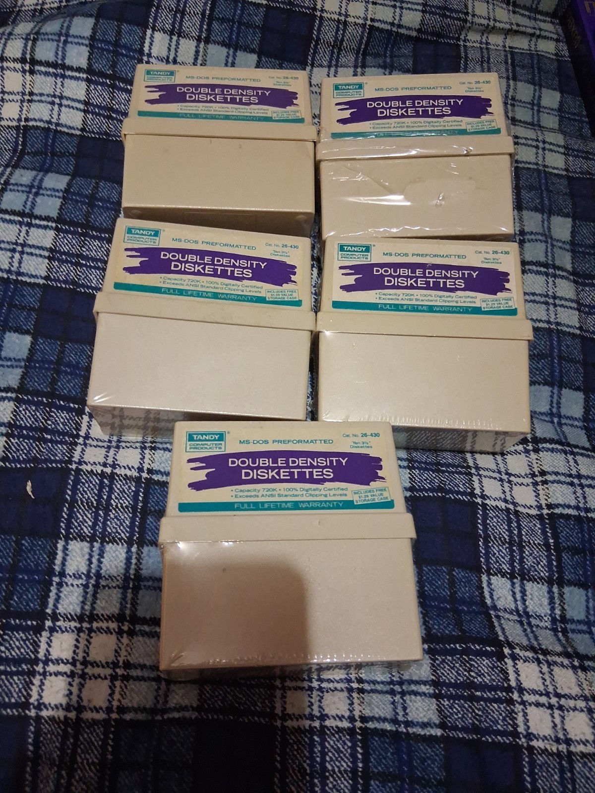 Tandy Cat No: 26-417 Double sided 5 1/4” diskettes case new sealed Rare Lot Of 5