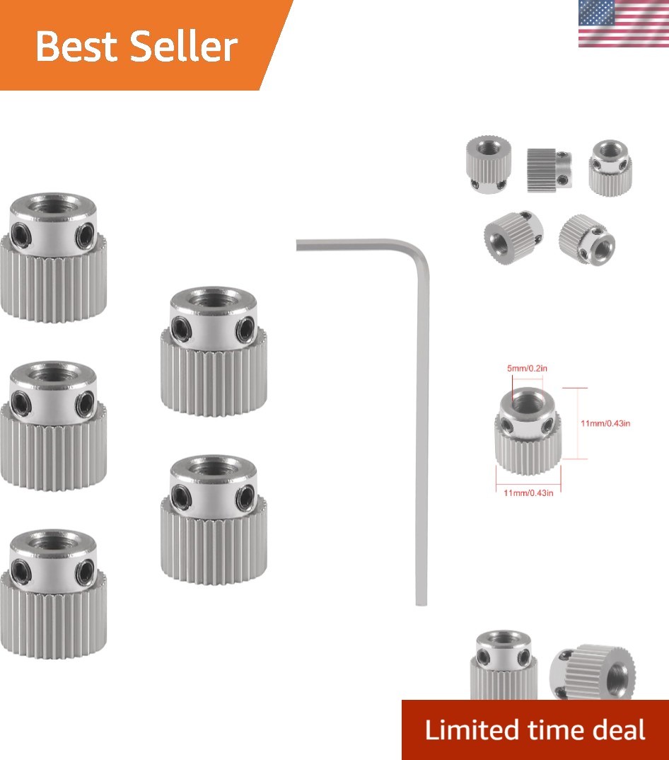 Stainless Steel 36 Teeth Extruder Gear for Creality 3D Printers - 5 Pcs