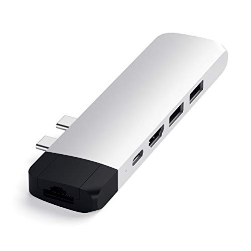 SATECHI TYPE-C PRO HUB ADAPTER WITH ETHERNET - 4K HDMI, USB-C PD, -  SILVER