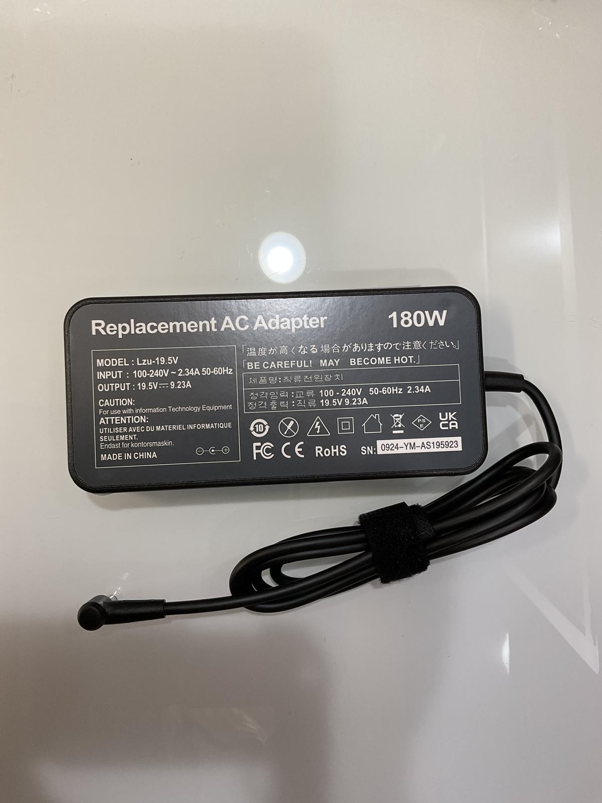 180W 19.5V AC Adapter Replacement – Compatible with Dell / ASUS / MSI