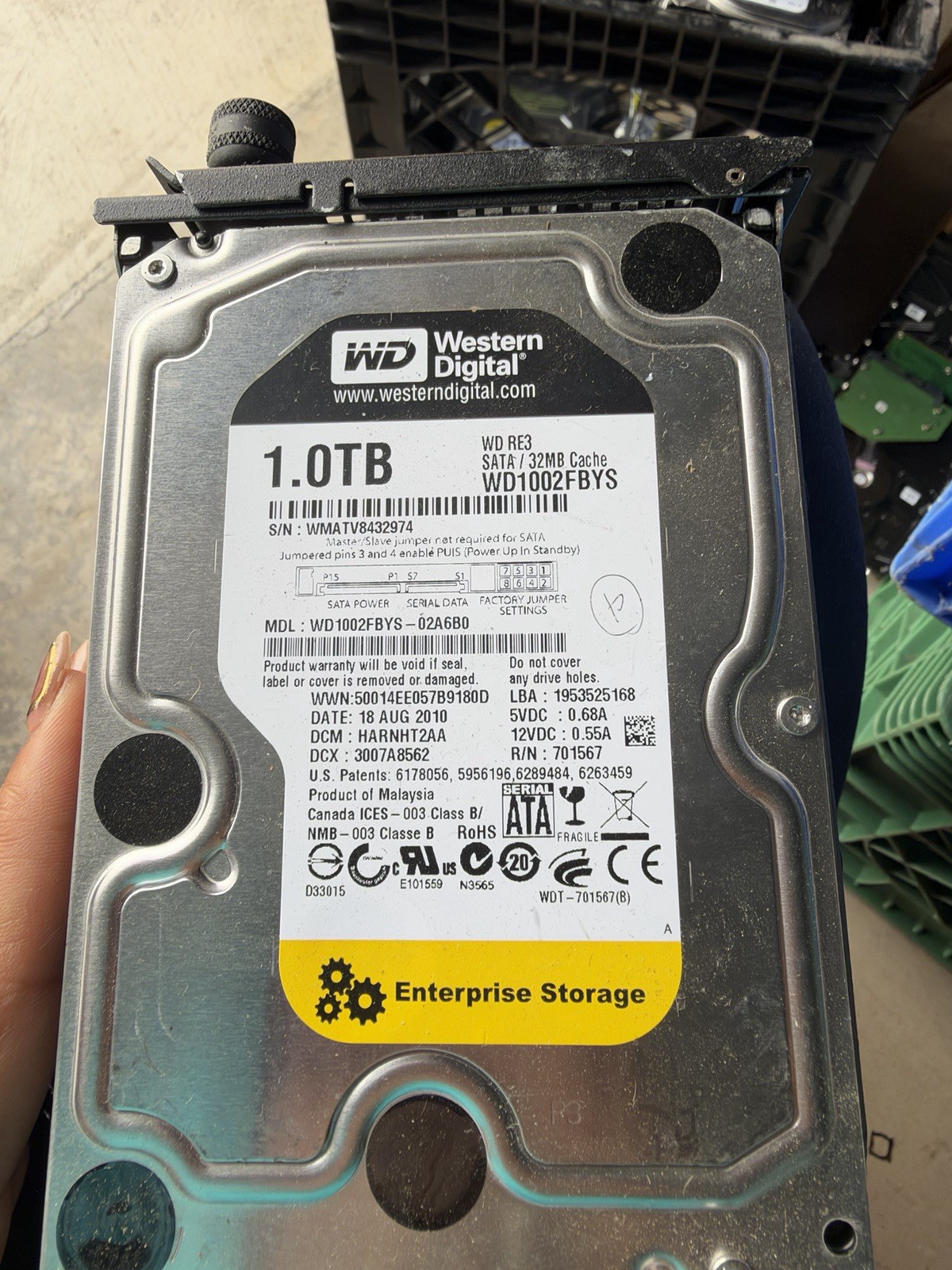 1TB SATA 7200RPM 3.5” Enterprise Hard Drive WD Hitachi HDD