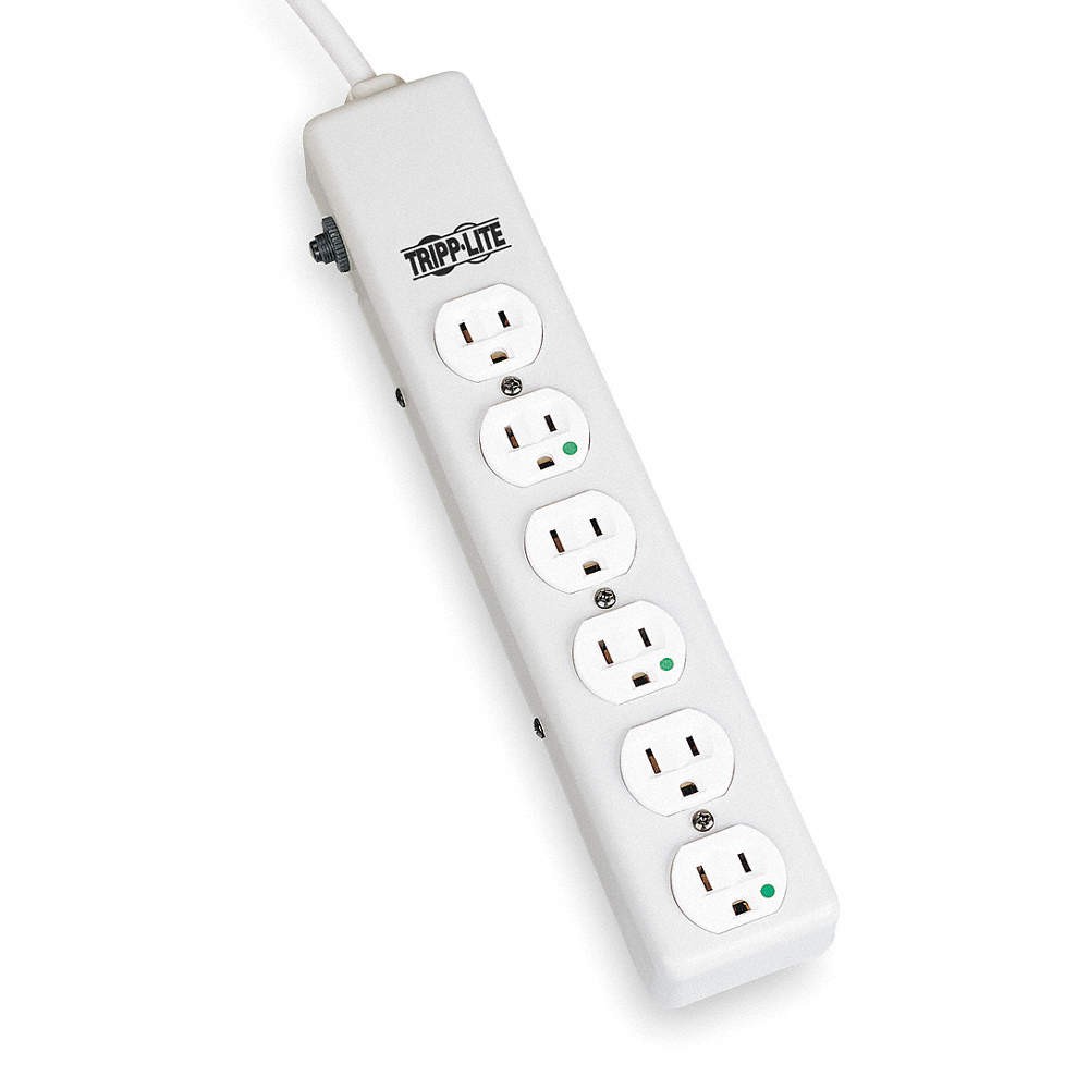 TRIPP LITE PS-602-HG Outlet Strip,6 Outlet,15A,13-3/4" L,Wht 2GZR6