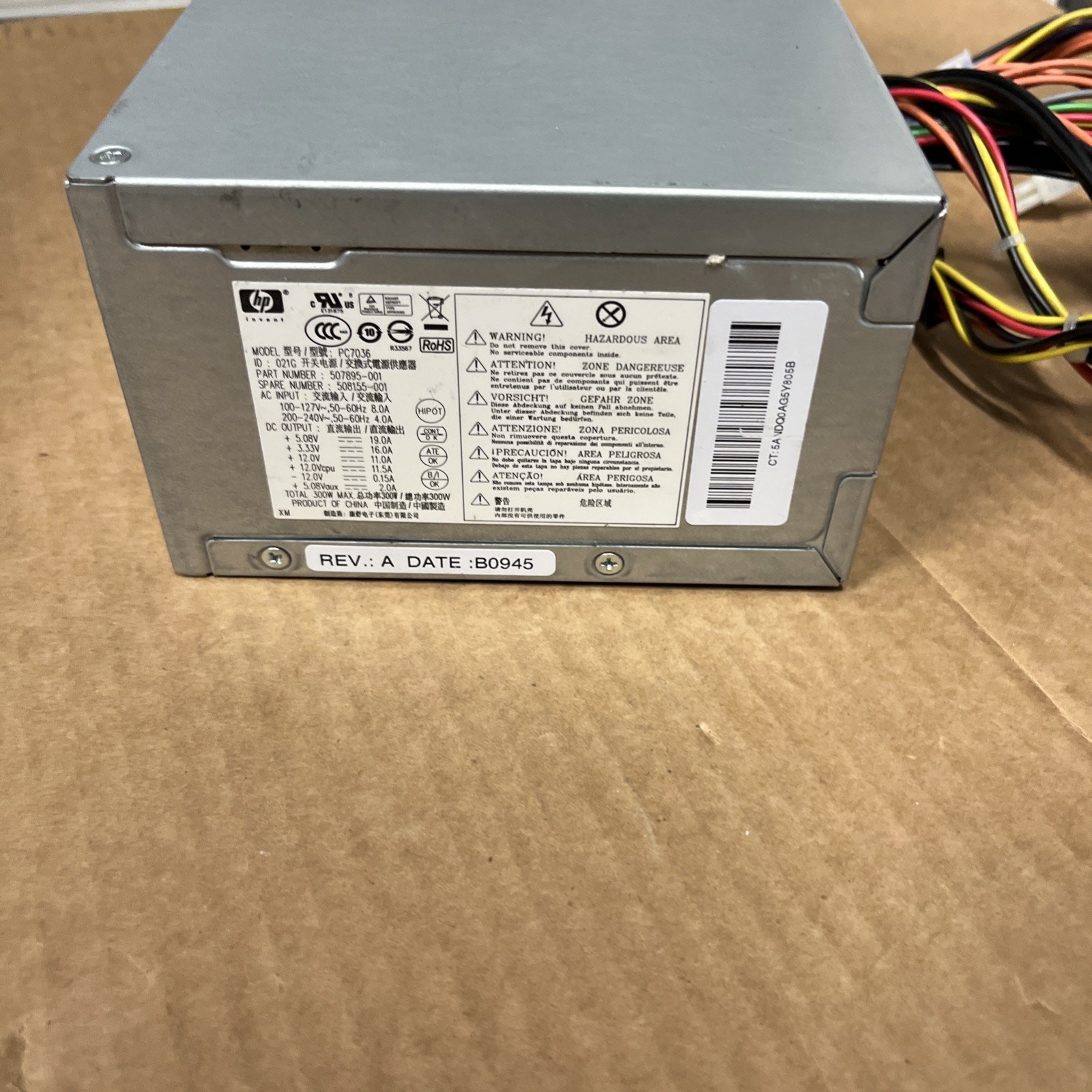 HP 300W Power Supply- PC7036 507895-001 508155-001 Rev A