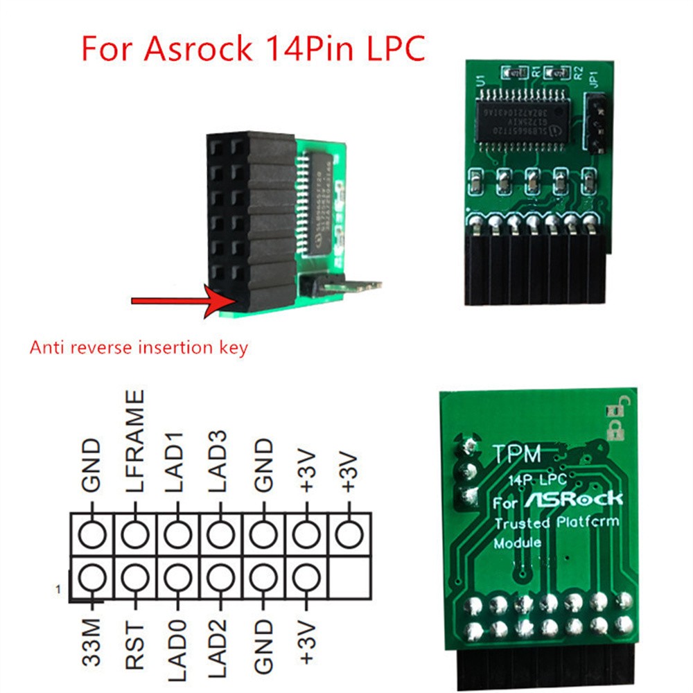 High Quality TPM 1.2 Security Module Board For ASROCK 14 PIN LPC Motherboard
