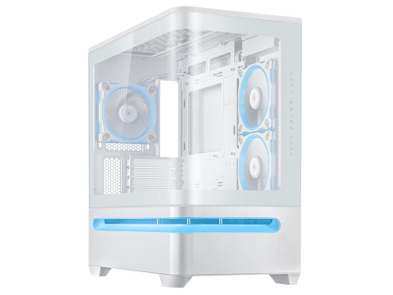 ASUS Prime AP202 ARGB White mATX case with fully tempered curved glass, supports