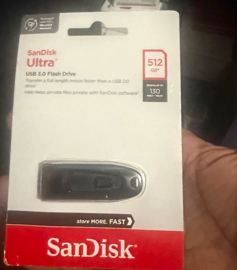 SanDisk Ultra 512GB USB 3.0 Flash Drive 130MB/s Read Black Password Protect