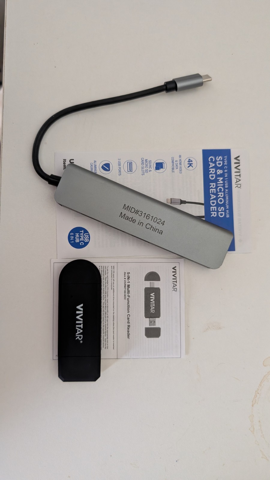 Vivitar USB Type C Hub 6-in-1 & Vivitar 5 In 1 Mukti-function Card Reader