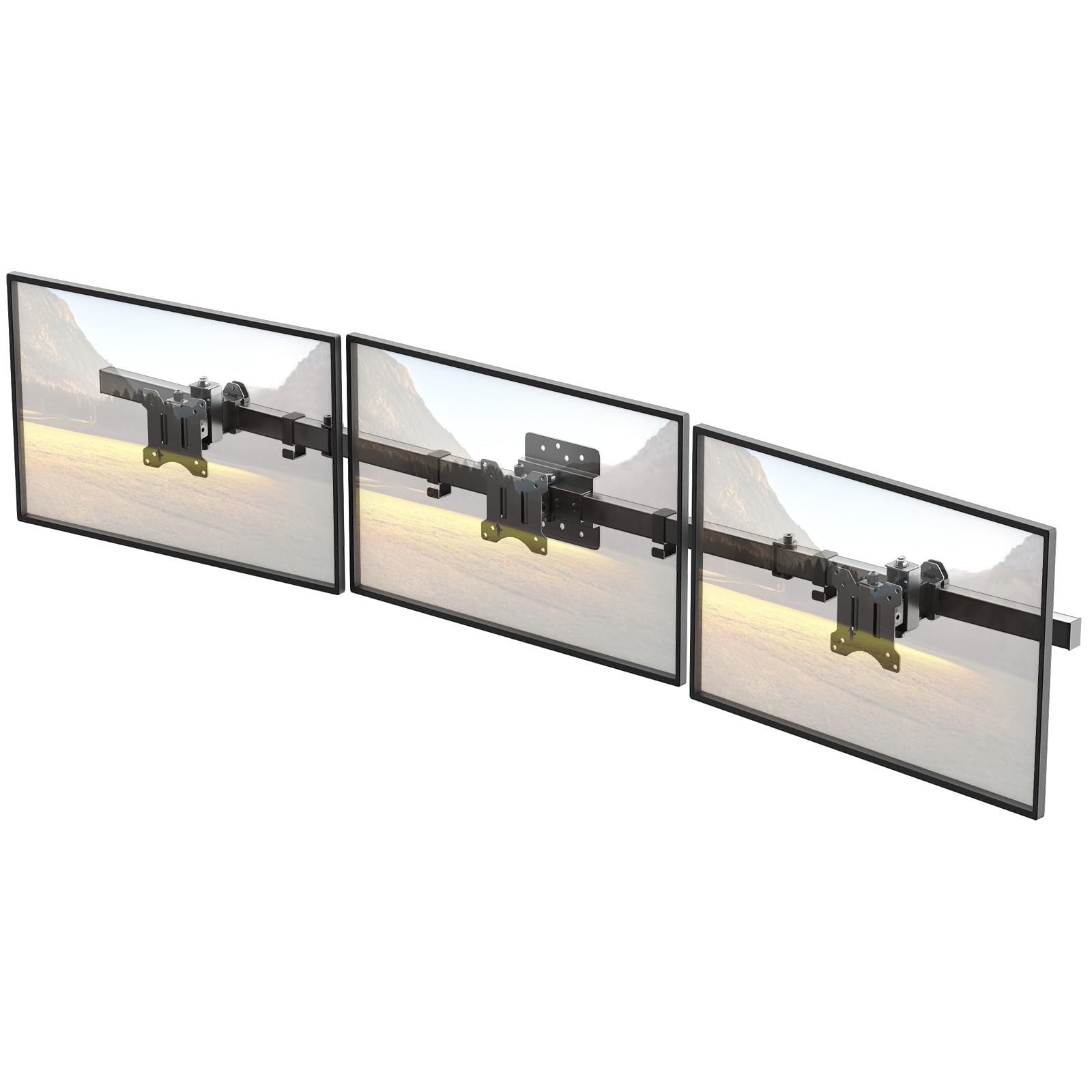 Triple Monitor Wall-Mount for 17"-32" Screens - Adjustable Heavy Duty Black