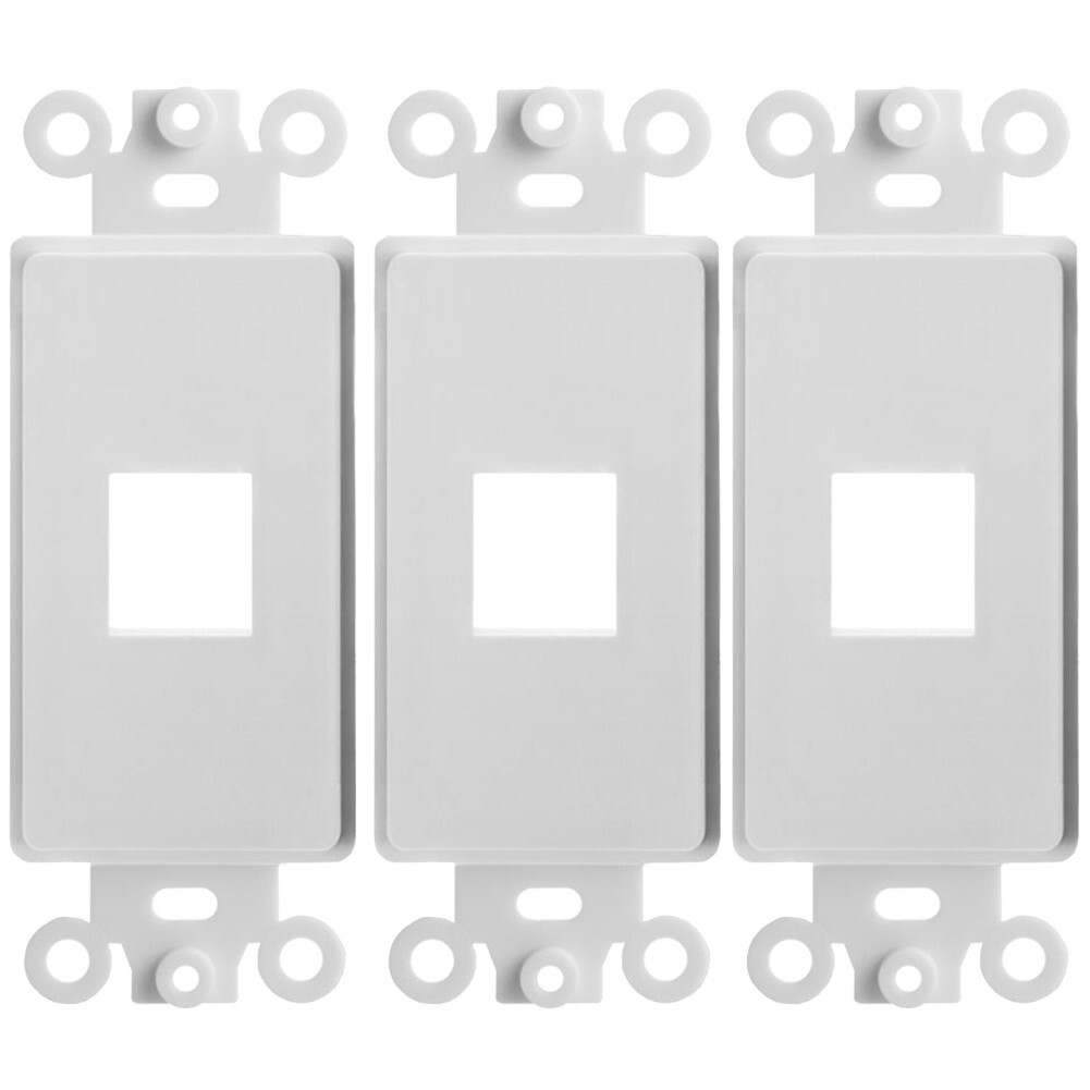 3x 1 Port Ethernet Keystone Jack Insert Decora Wall Plate Faceplate 1-Gang White