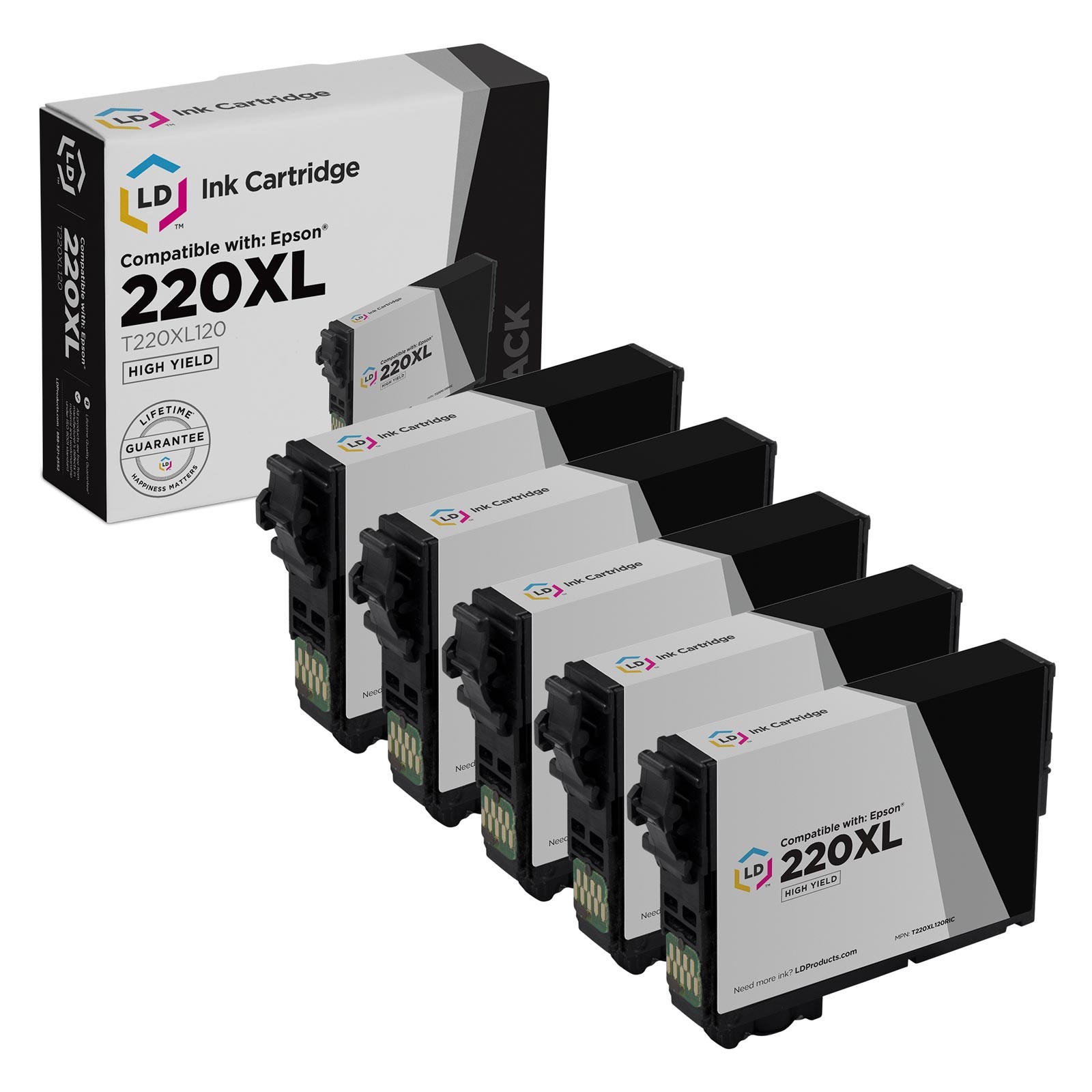 LD 5PK Epson T220XL120 220XL High Yield Black Ink Cartridges for XP-320 XP-420