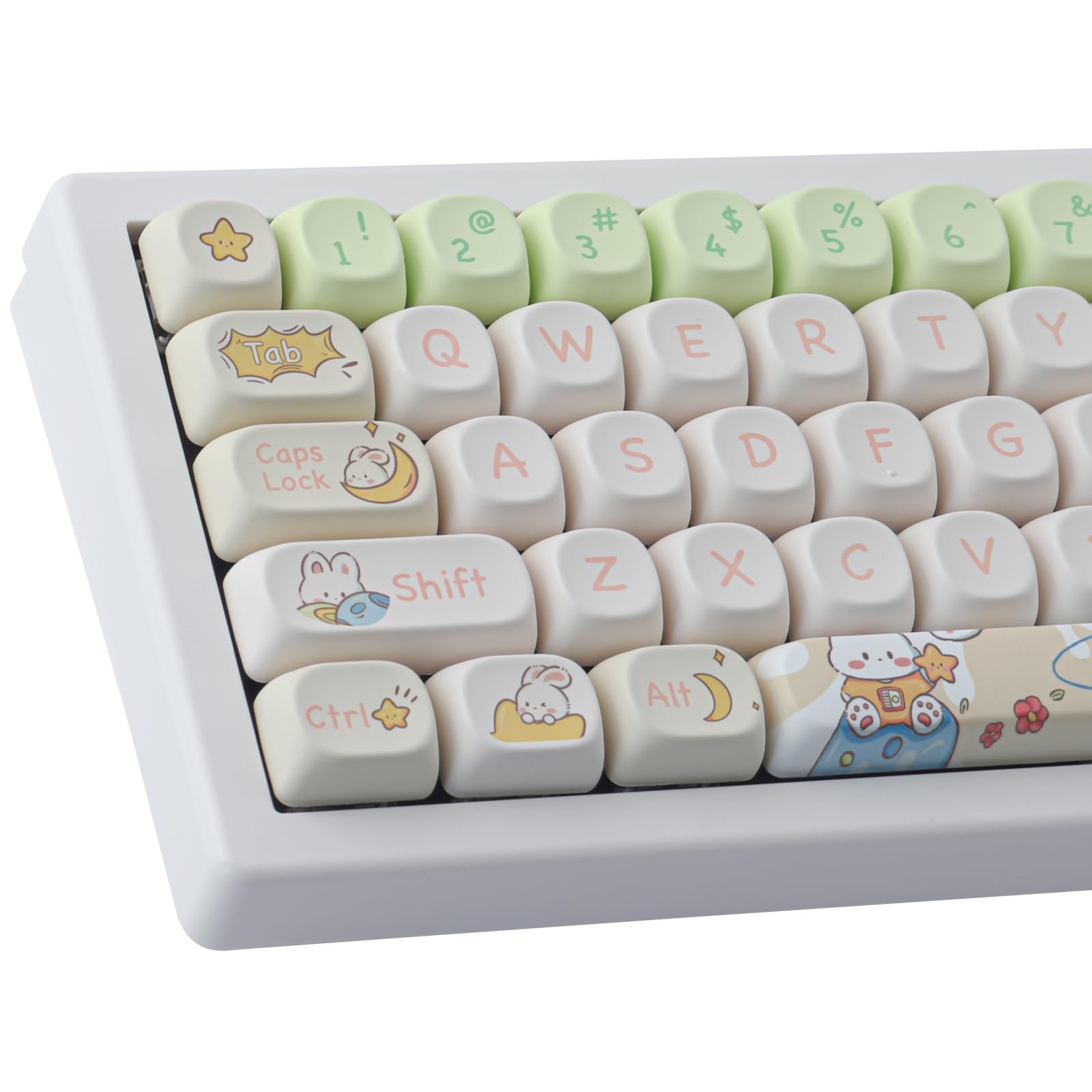 143 Keys PBT Custom Keycaps Rabbit Cute Set MOA Profile Fits Cherry MX