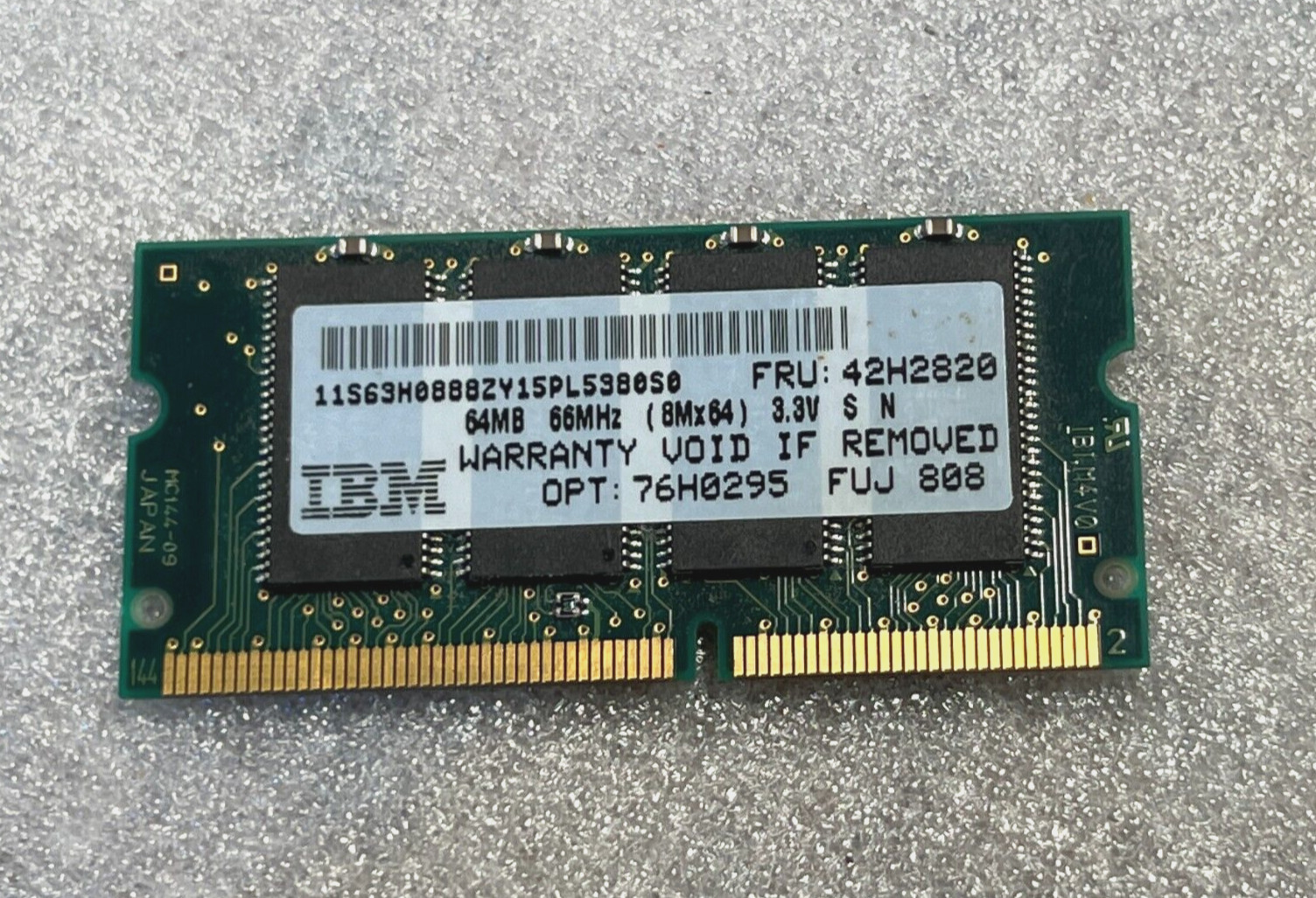 IBM 76H0295 64MB SODIMM Non Parity PC 66 66Mhz Memory