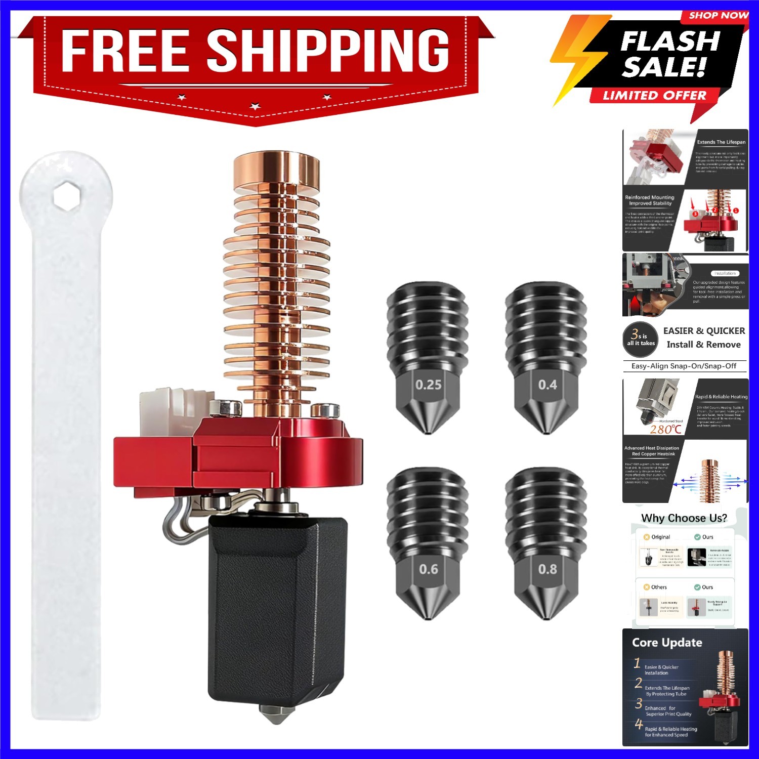 NEW High Thermal Conductivity Hotend for Flashforge Adventurer 5M/ 5M Pro Ext...