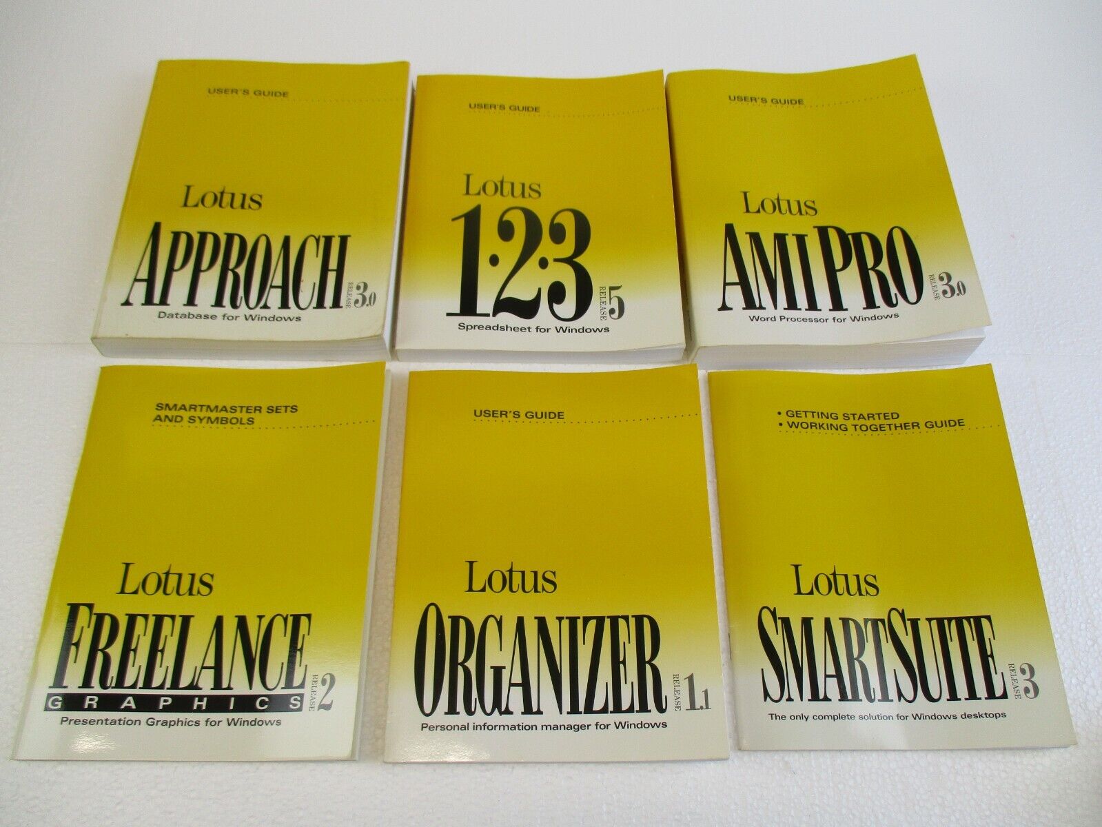 Lotus Software Guides Books Lot of 6 Approach 123 AMI Pro Freelance Graphic