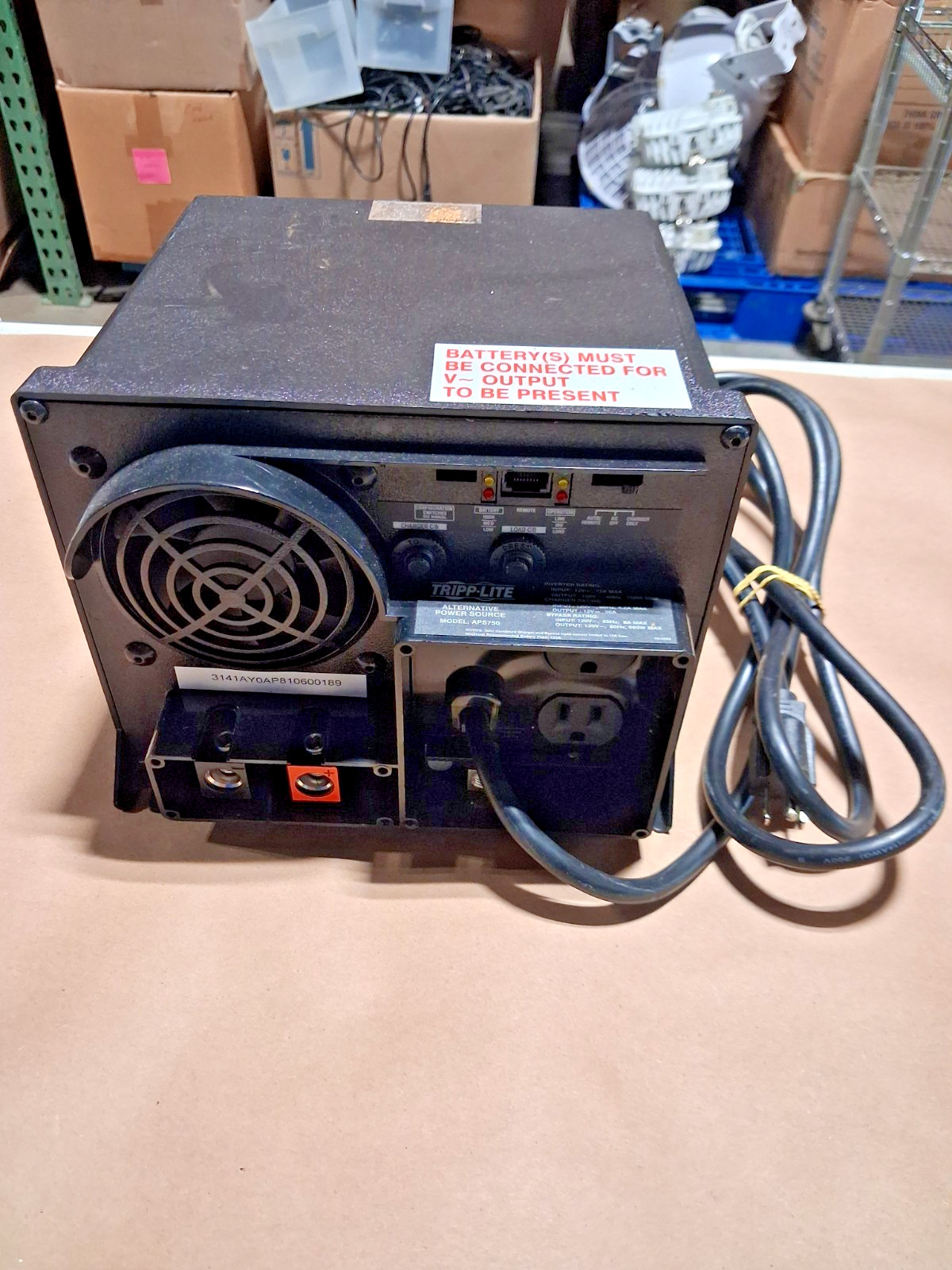 Tripp-Lite APS750 750W PowerVerter APS 12VDC 120V Inverter/Charger used