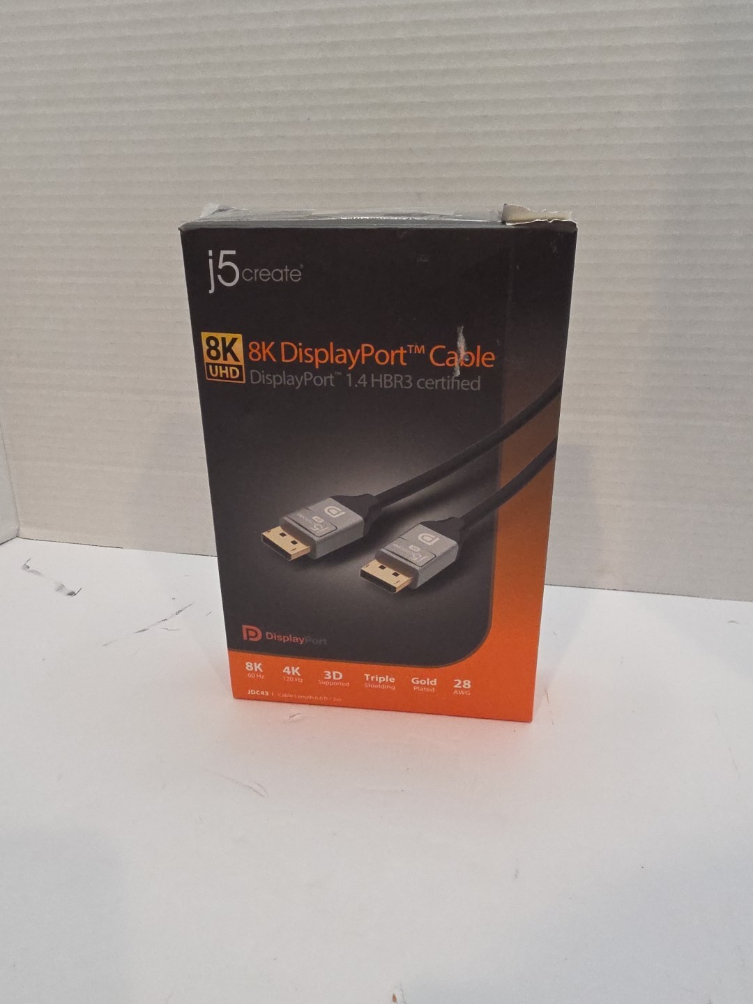 j5create 8K DisplayPort™ Cable 6.6ft (2m) – DP 1.4 – New Open Box – Model JDC733
