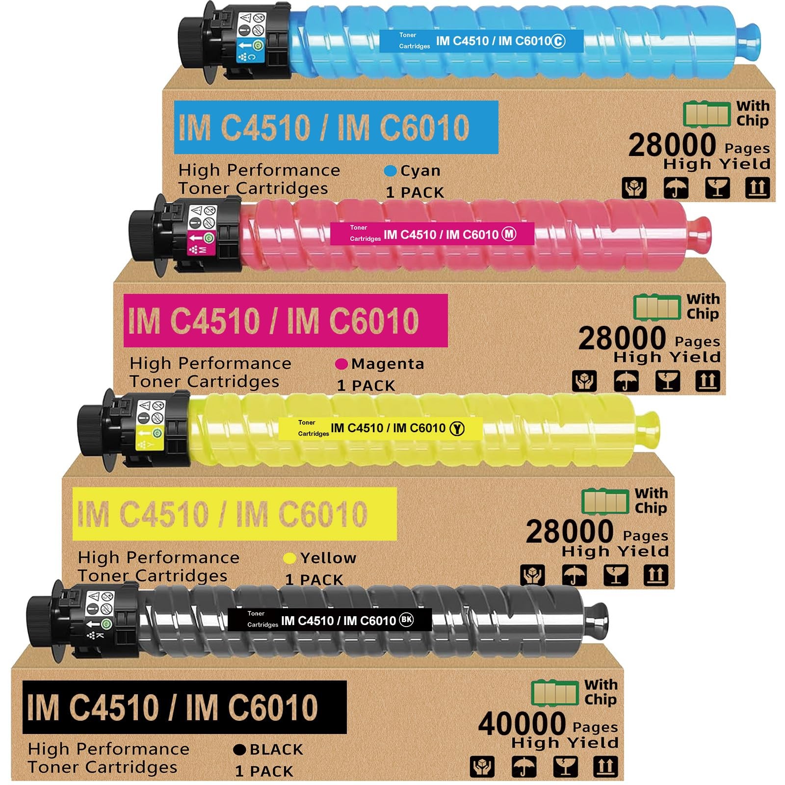** NEW Ricoh Toner | IM C4510 / IM C6010 | Black / Color | Compatible | 4-Pack