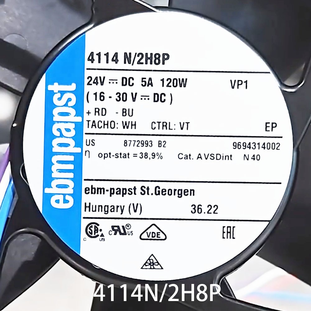 New in box Ebmpaps Axial Fan 120*120*38MM 4114N/2H8P DC24V 120W Chassis radiator
