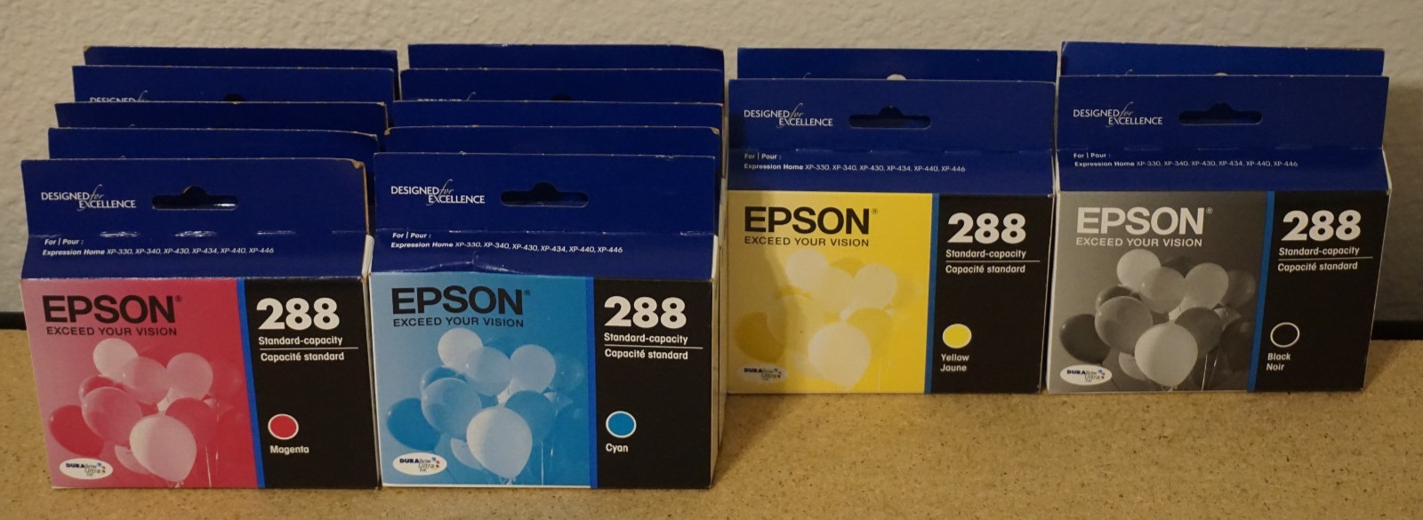 14x Genuine OEM Epson Ink Cartridges 288 5x Cyan 5x Magenta 2x Yellow 2x Black