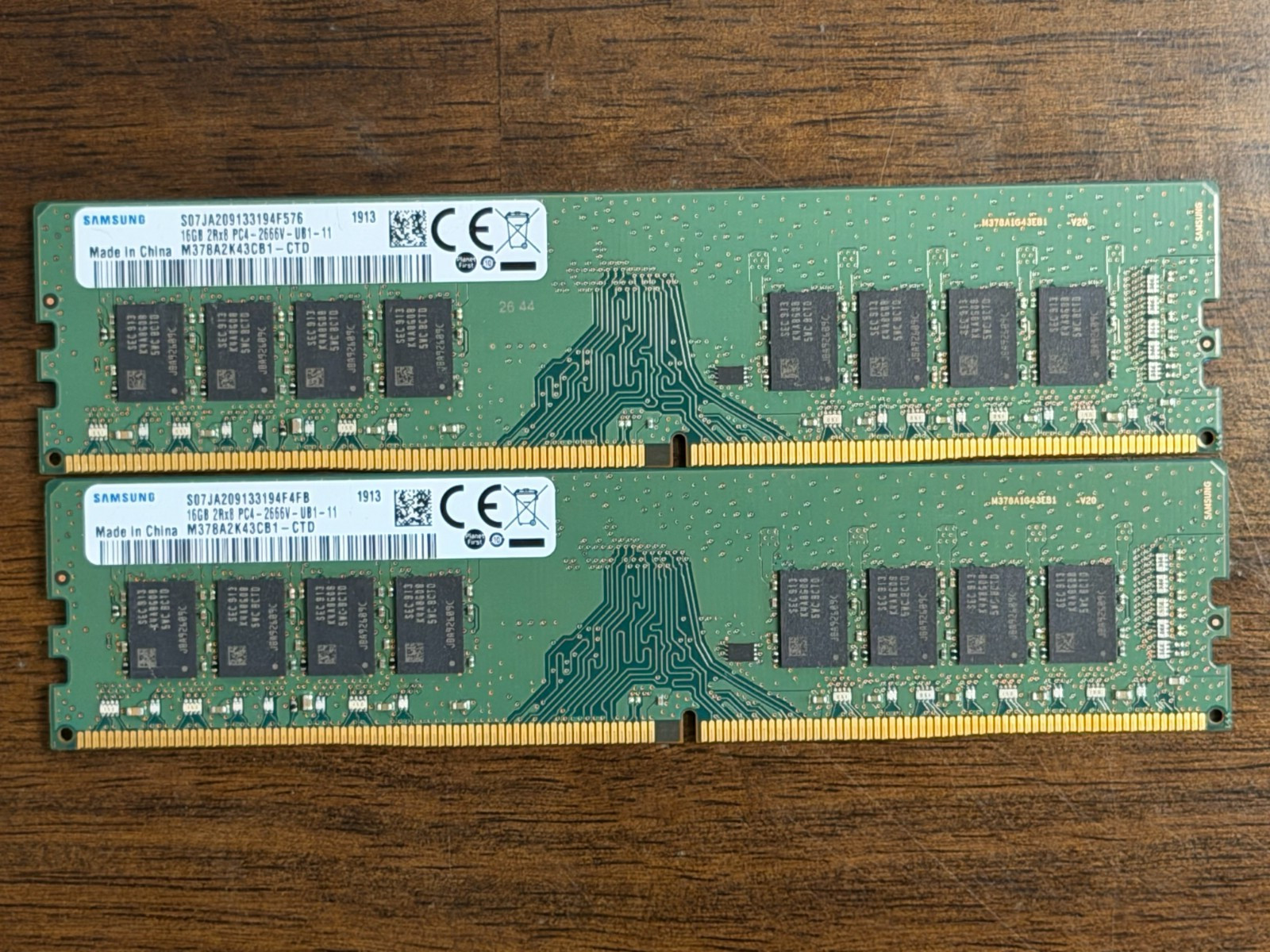 Samsung 32GB (2 x 16GB) DDR4 2666MHz UDIMM RAM Memory PC4-2666V M378A2K43CB1-CTD