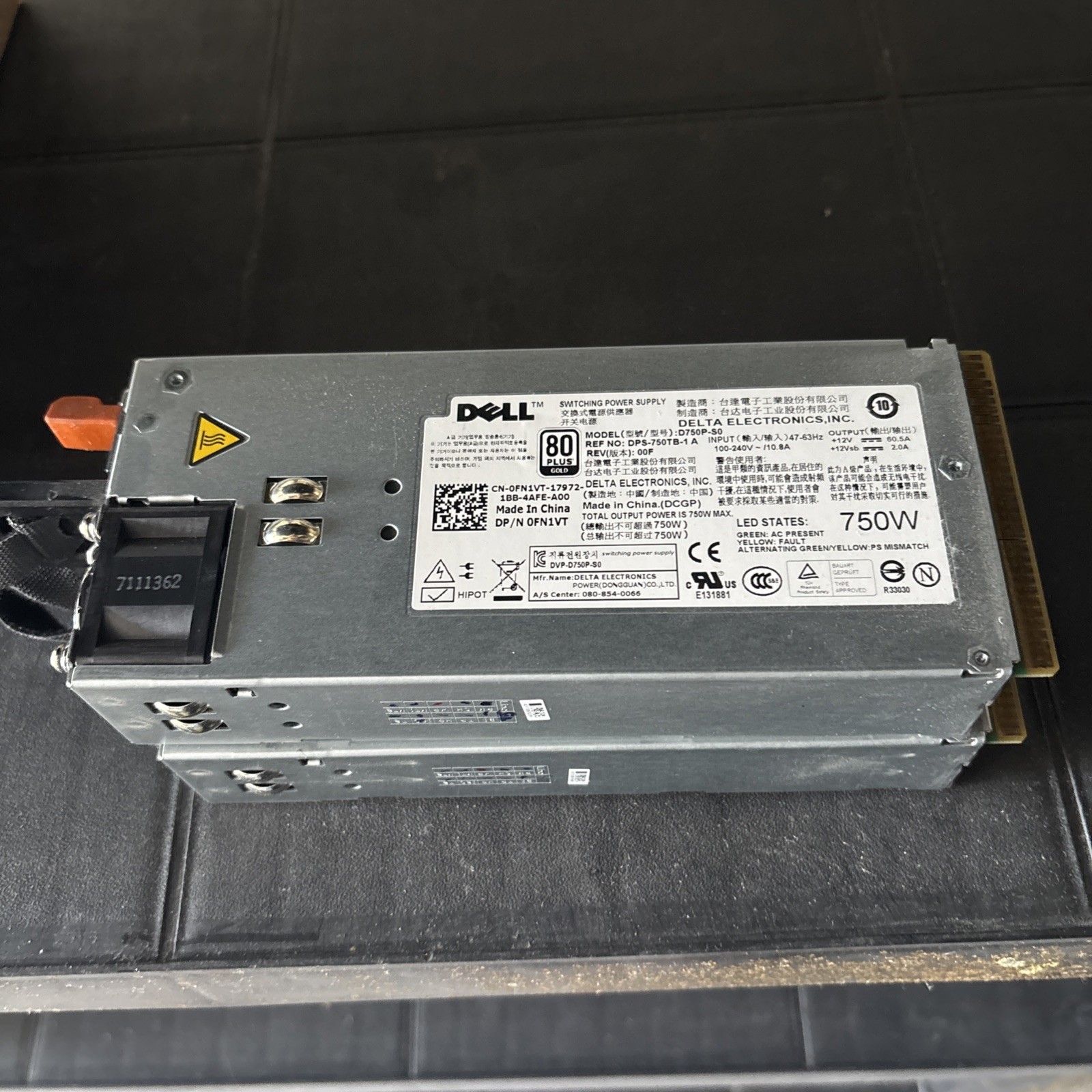 Lot Of 2 Dell D750P-S0 Switching Power Supply DPS-750TB-1 A 0FN1VT