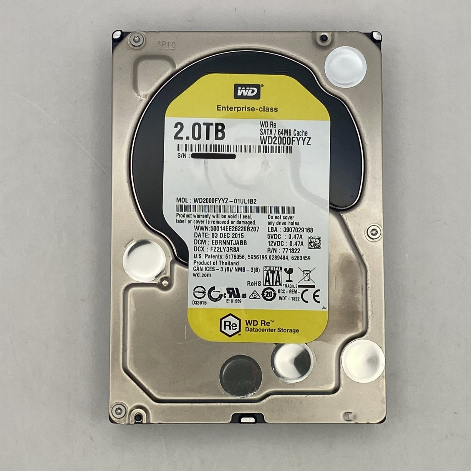 WD Re 2TB Enterprise 3.5" Hard Drive HDD WD2000FYYZ SATA 6Gb/s Good Health