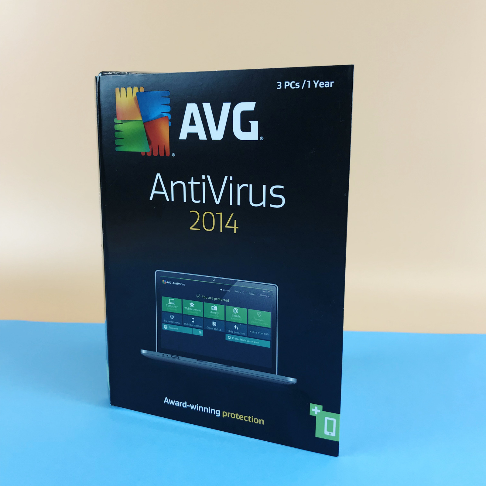 AVG AntiVirus 2014, 3 PCs /1 Year Award-winning protection w/Online shield #3607