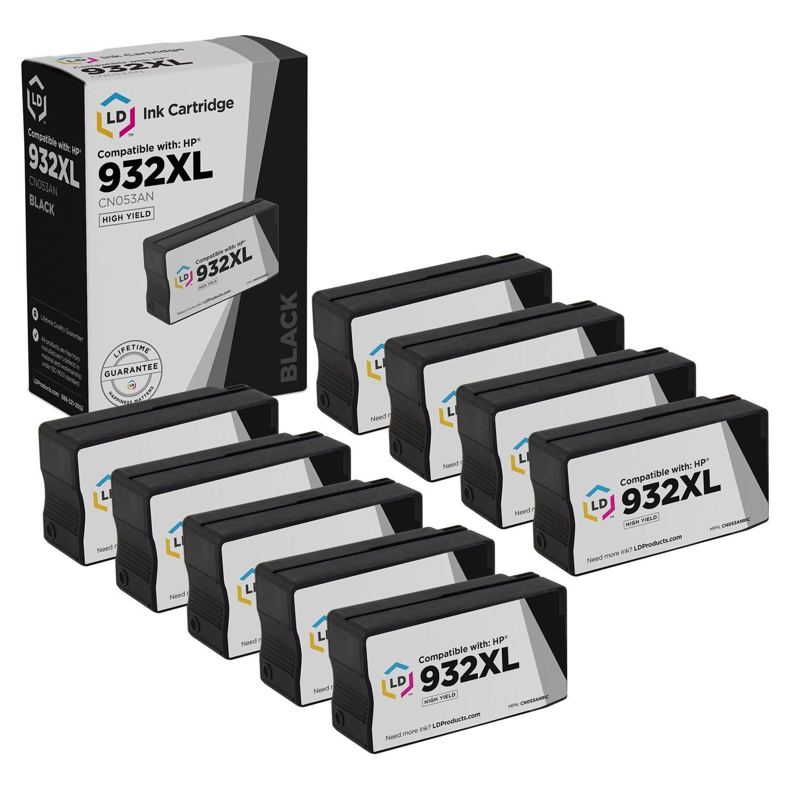 LD Reman Replacements HP932XL CN053AN 9pk Blk 6100, 6600, 6700, 7110 7610