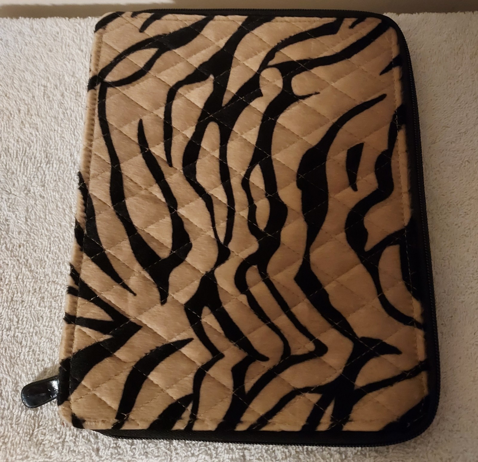 Dennis Basso Home Faux Fur Tablet Case Quilted Zebra Exotic Animal Statement QVC