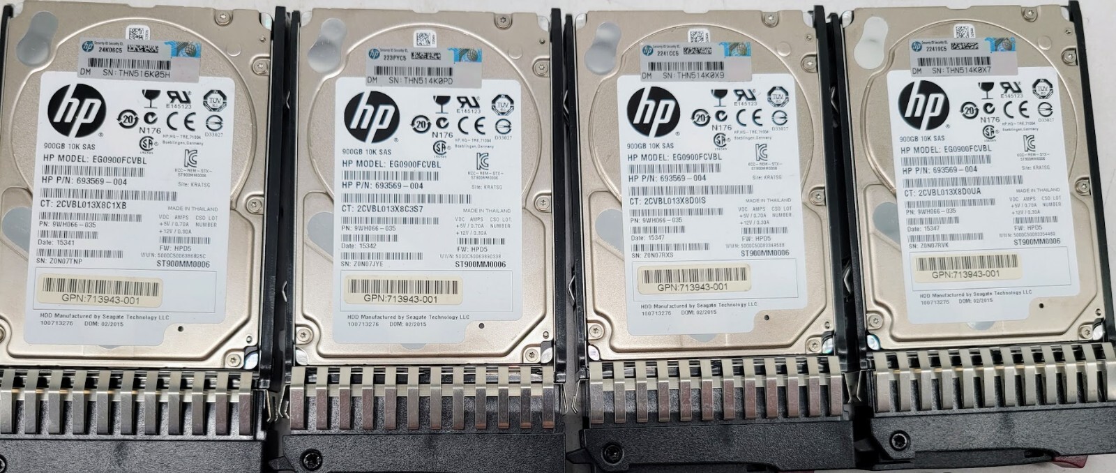 Lot of 7 HP 900GB 10K RPM 2.5" SAS Hard Drive HDD-EG0900FCVBL