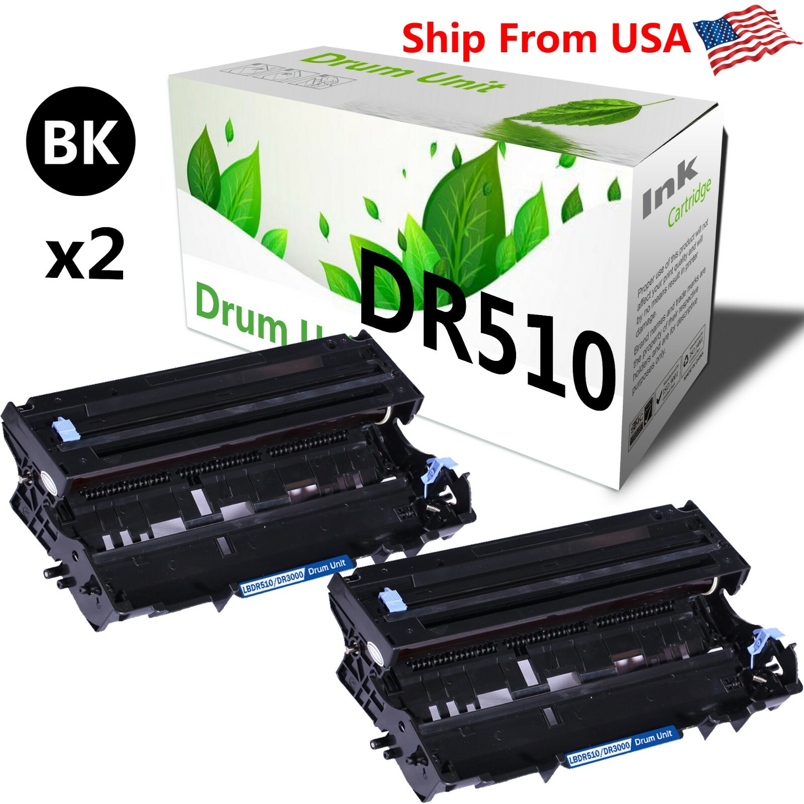 2PK DR-510 DR510 Drum Unit for Brother HL-1470N LJ-2500 DCP-1400