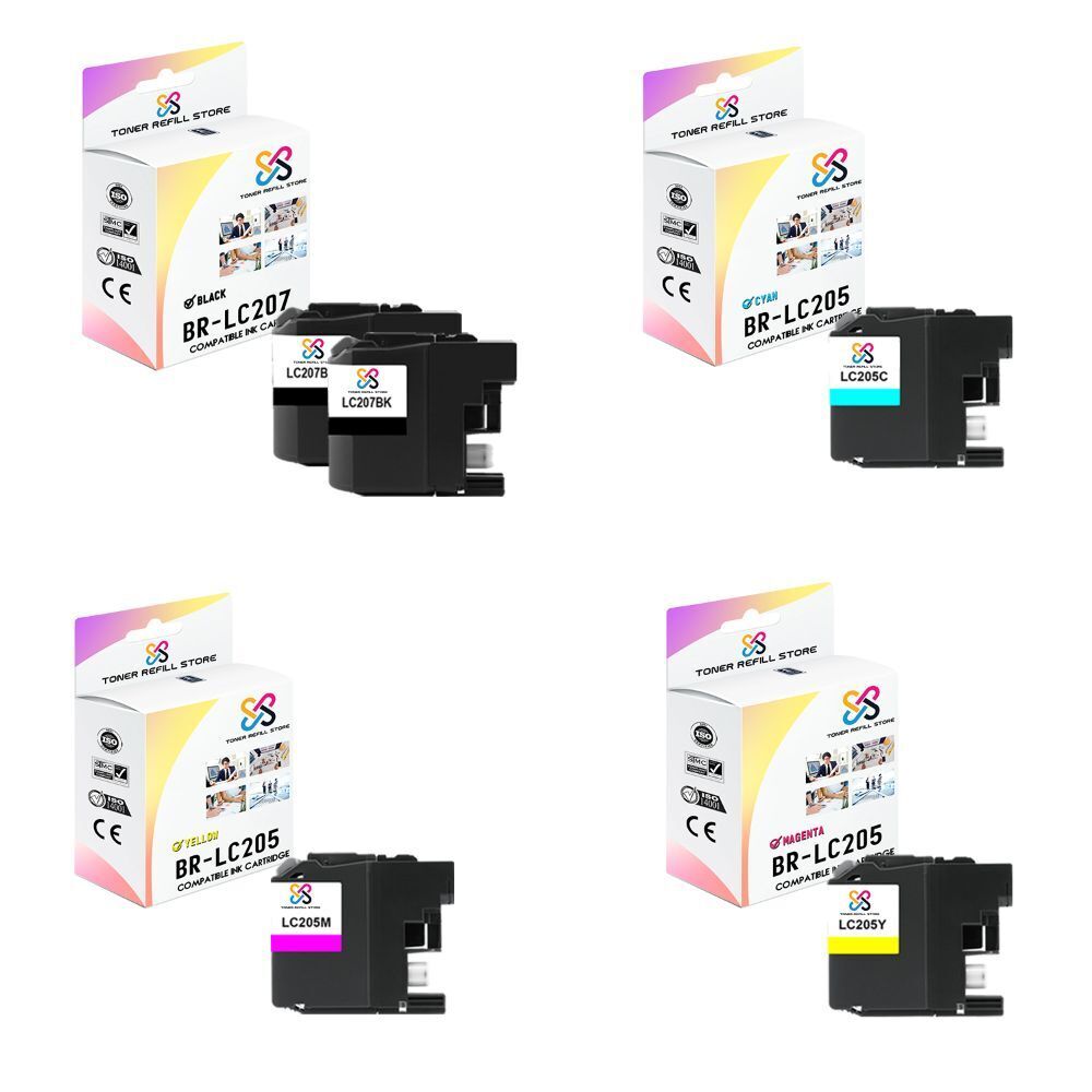 5PK TRS LC207 LC205 BCMY HY Compatible for Brother MFCJ4320DW Ink Cartridge