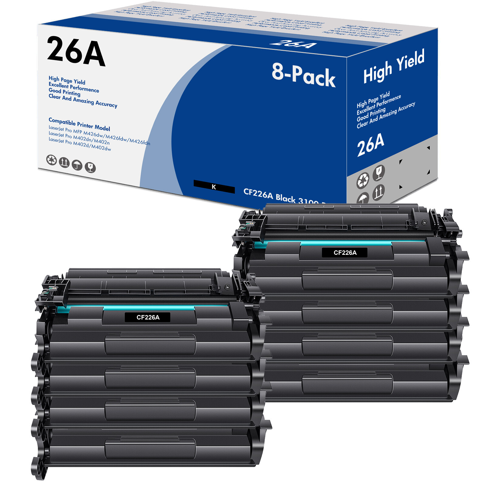 8x CF226X 26X Toner Compatible With HP LaserJet Pro M402dw M402d M426 M402 M402n