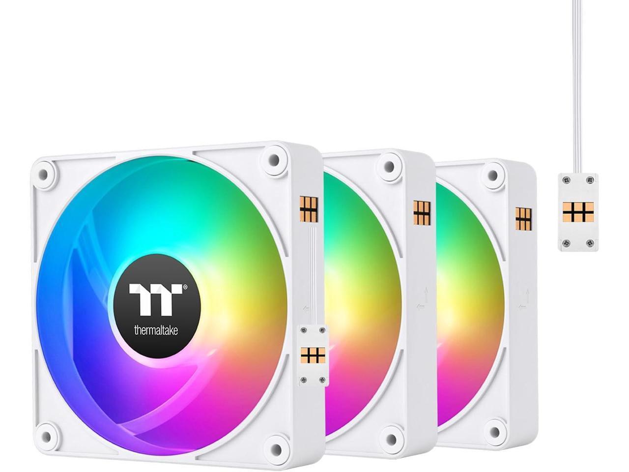 Thermaltake CT140 EX ARGB Reverse PC Cooling Fan White (3-Fan Pack), Magnetic Co