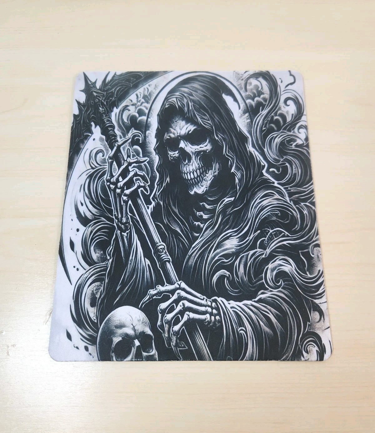 Black White Goth Mouse Pad Hooded Grim Reaper Desk Office Halloween Gift_BO