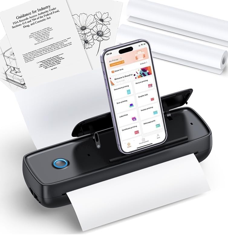 Alinayee Portable Thermal Printer, Wireless & Bluetooth Mini Inkless Printer