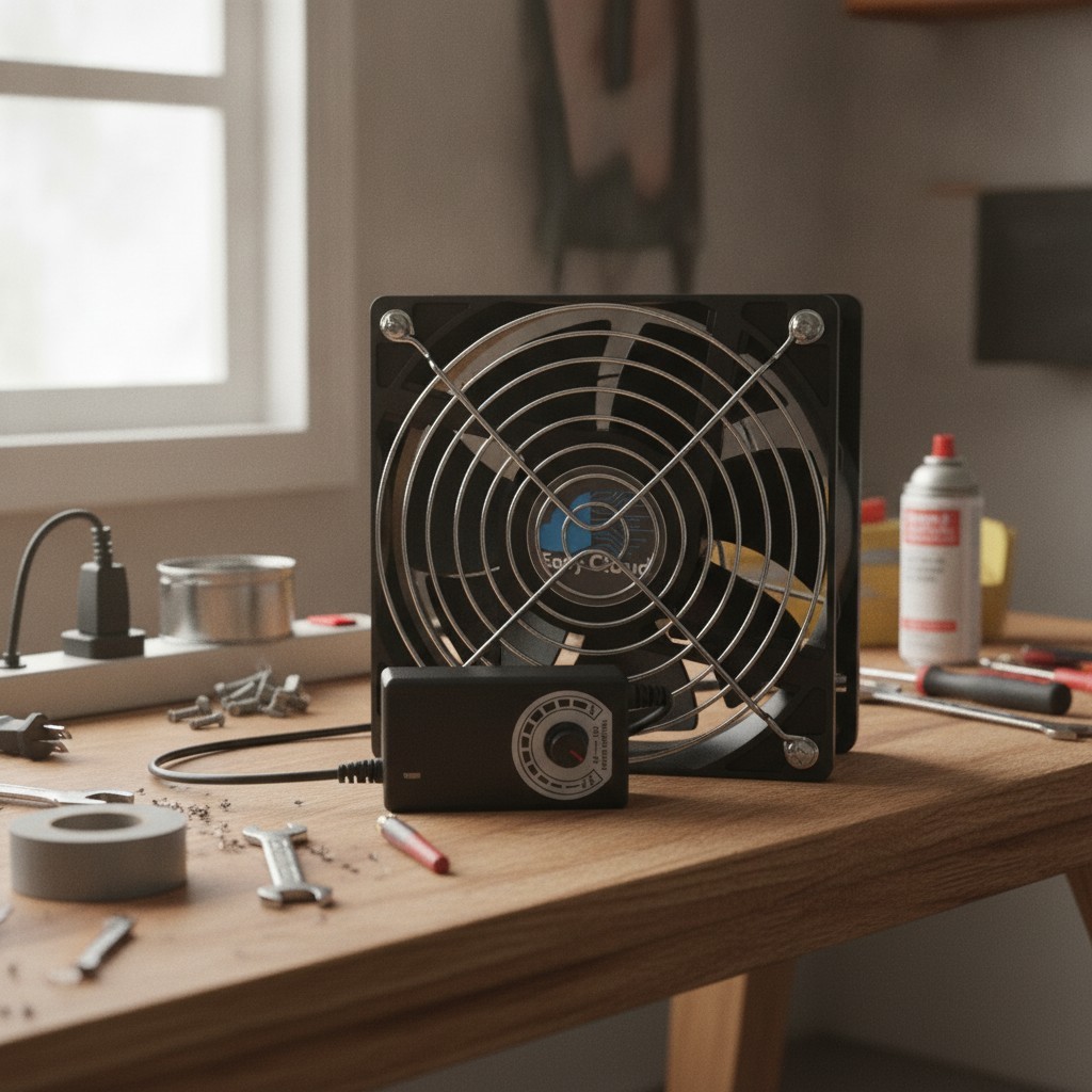 Adjustable 120mm Muffin Fan with AC Plug - Ideal for PC, Server & Electronics