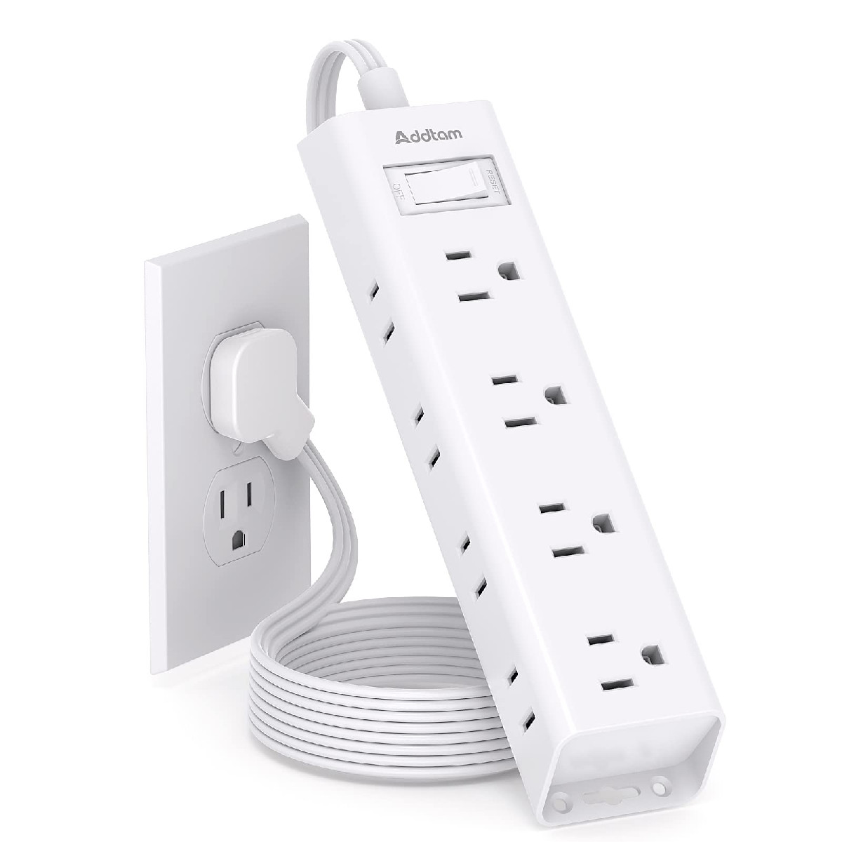 Flat Plug Power Strip Ultra Thin Flat Extension Cord - Addtam 12 Widely Ac 3