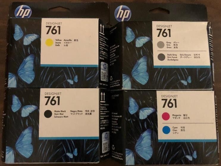 GENUINE SET 4 SEALED HP 761 Printheads CH647A CH645A CH646A T7100 T7200 2019-21