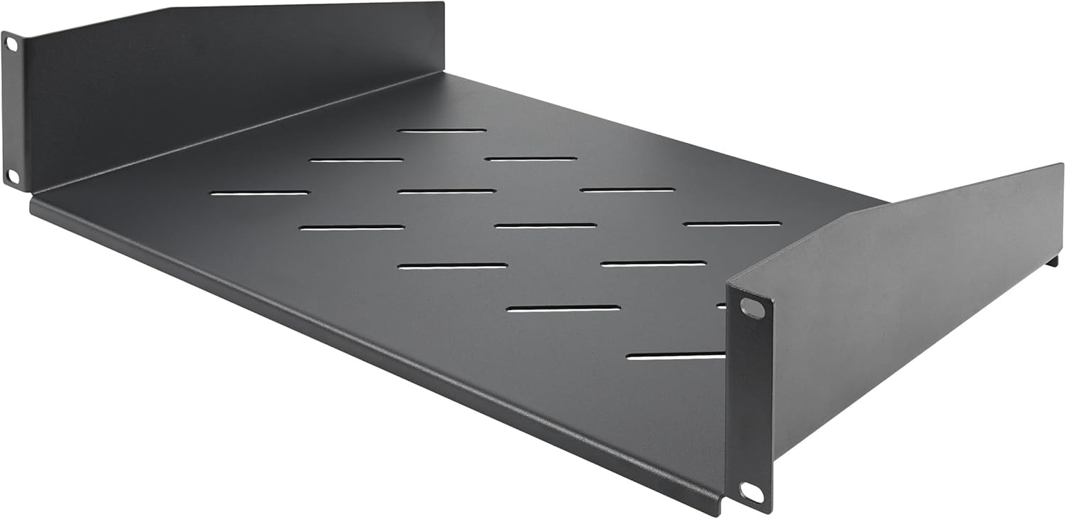 StarTech.com 2U Rack Shelf, 12" Mounting Depth, Vented Cantilever 12, Black 