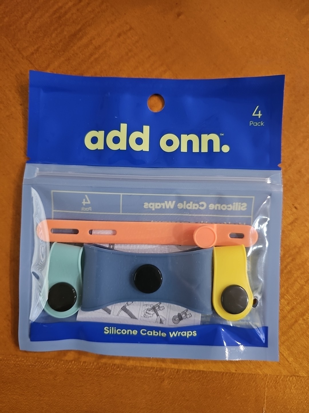 Add Onn Silicone Reusable Cable Wraps 4-Pack Multicolor Brand New In Package