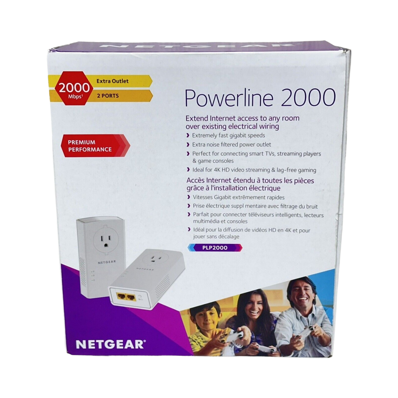 NETGEAR Powerline adapter Kit 2000 Mbps Wall-plug 2 Gigabit Ethernet Extender
