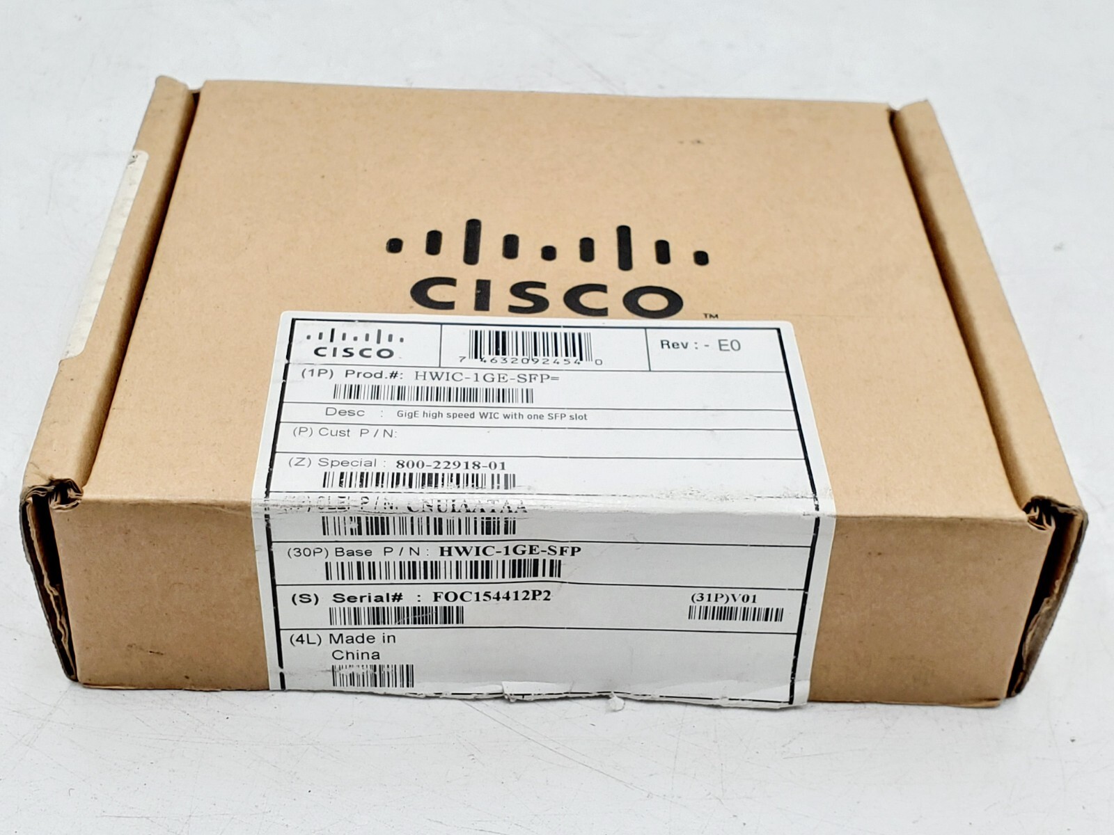 Cisco HWIC-1GE-SFP GigE High Speed WIC W/ One SFP Slot Interface Card