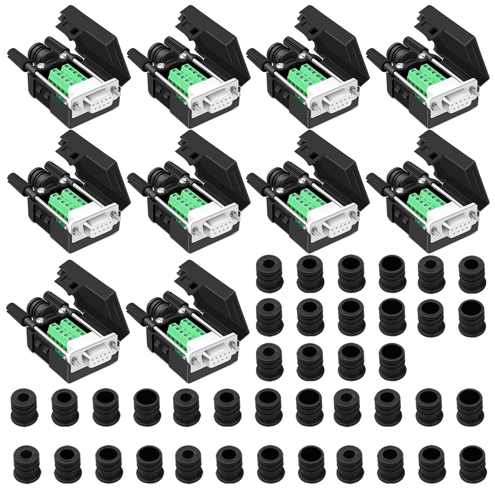10 PCS DB9 Female Breakout Connector Solderless RS232 DSUB Serial 9Pin Port