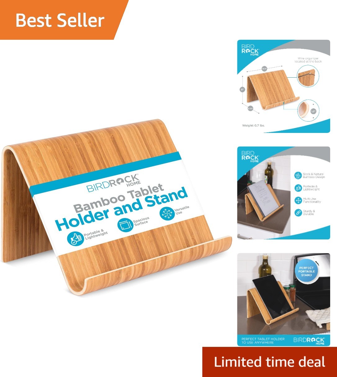 Sleek Bamboo Tablet Stand - Organize Books, Cookbooks & Smartphones with Style