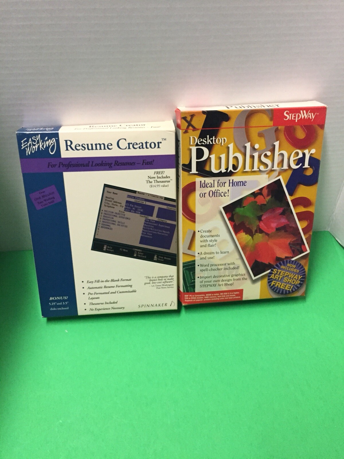 Vintage Lot Of 2 Pc Software Desktop Publisher Stepway Working Resume Creator
