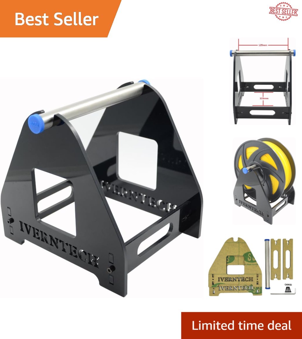 Elegant Black Acrylic 3D Printer Filament Spool Holder for Organized Workspaces