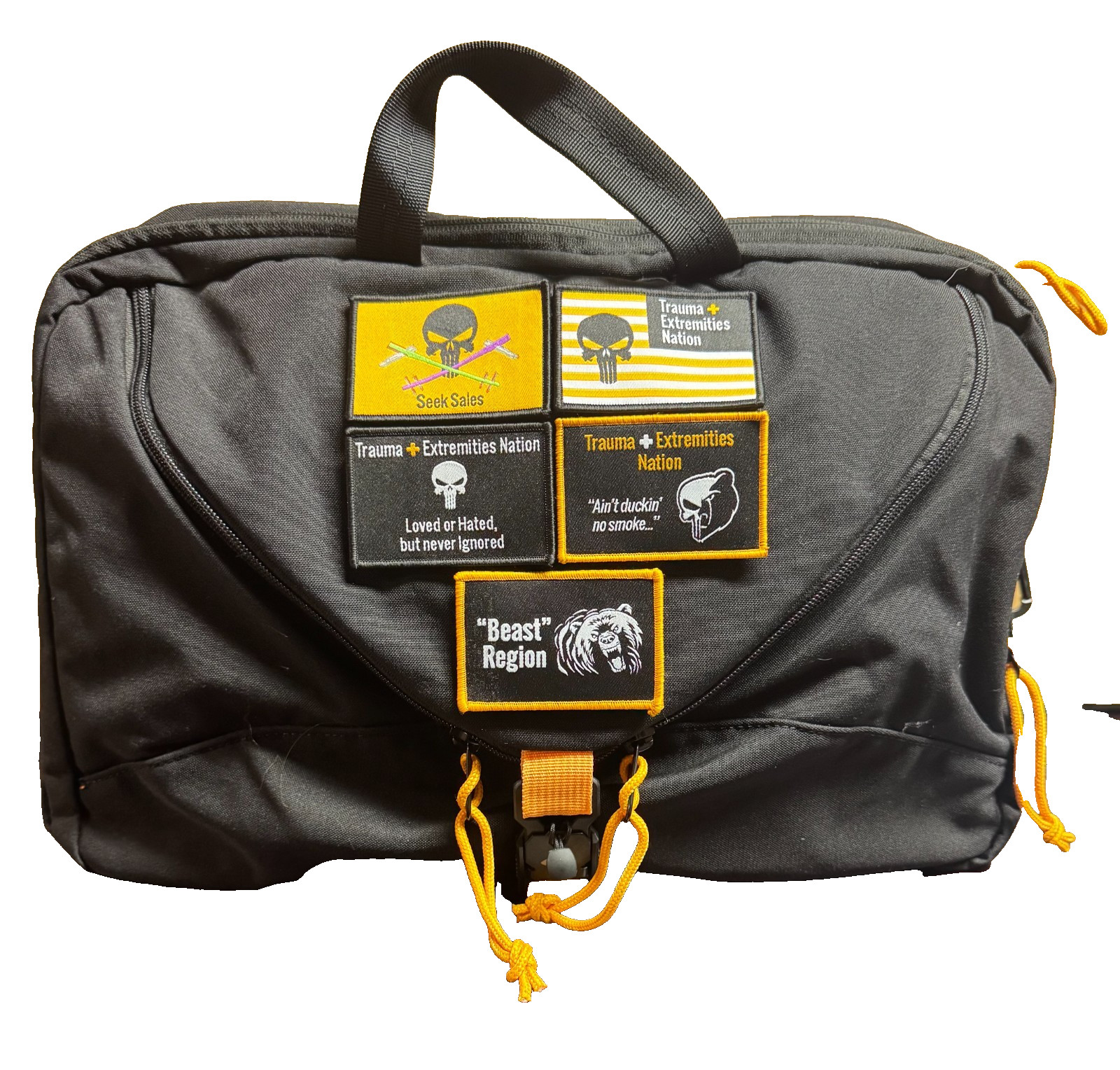 Tactical Briefcase Laptop Bag Black Orange Multi-Pocket Utility Messenger W/ Pat