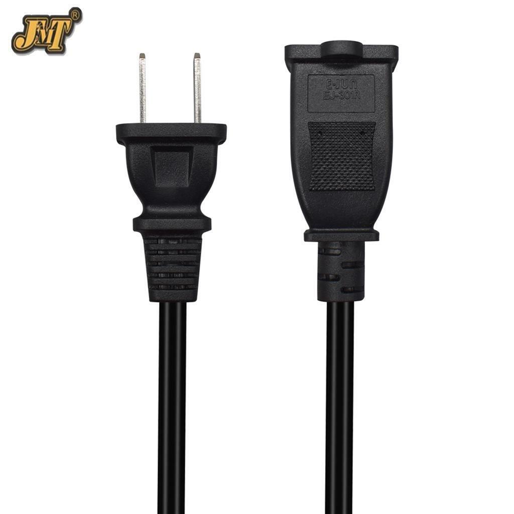 JMT AC Power Extension Cable 2-Prong Non Polarized Male to Female Extension Cord