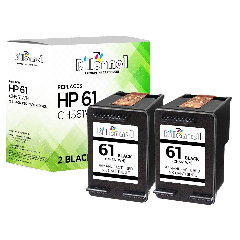 2PK Replacement HP 61 Ink Cartridge 2-Black 2620 4630 4632 4634 4635 8040 8045